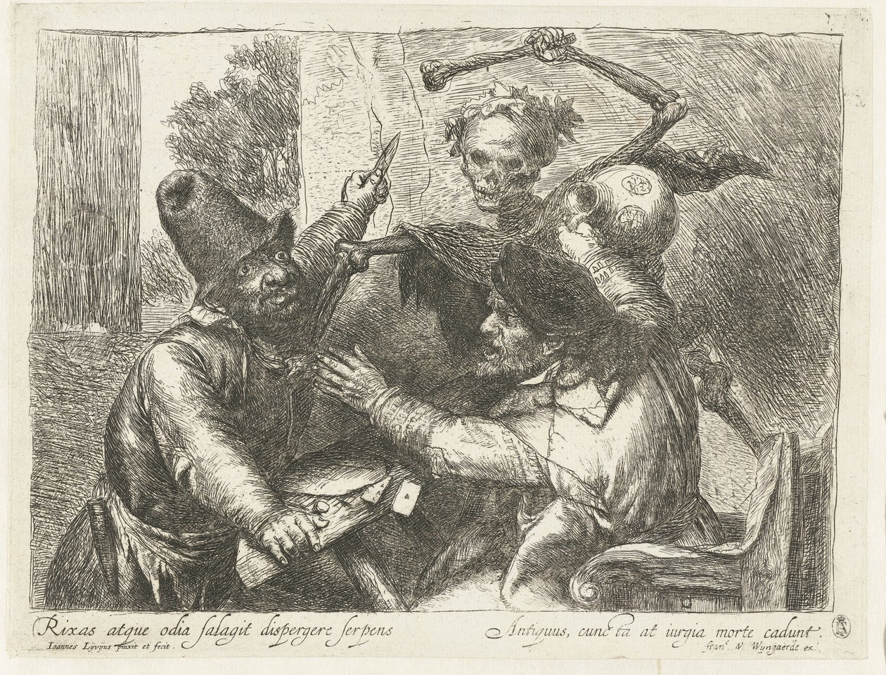 Skręcenie graczy w karty i śmierć autorstwa Jan Lievens