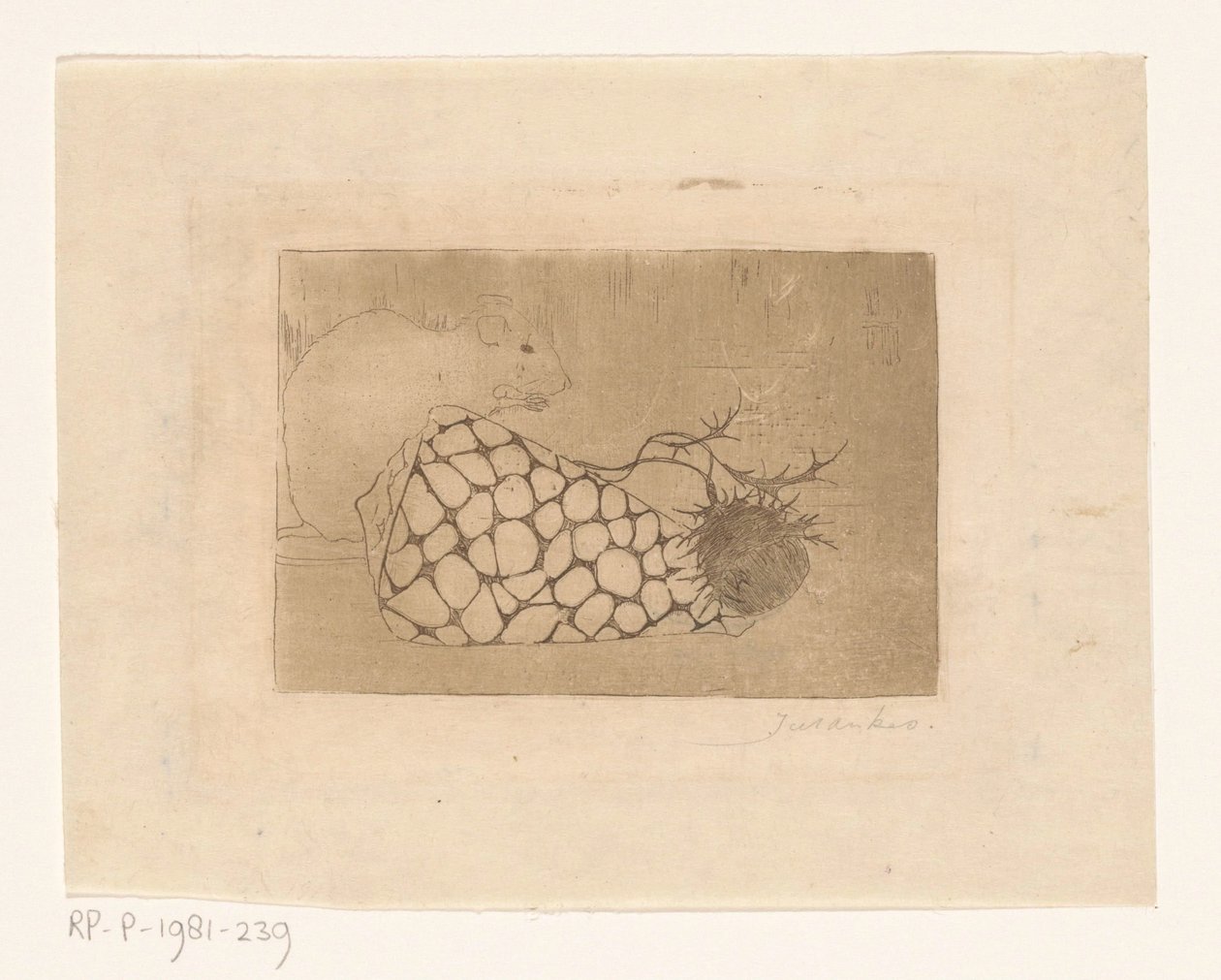 Mysz, muszla i oset autorstwa Jan Mankes (signed by artist)