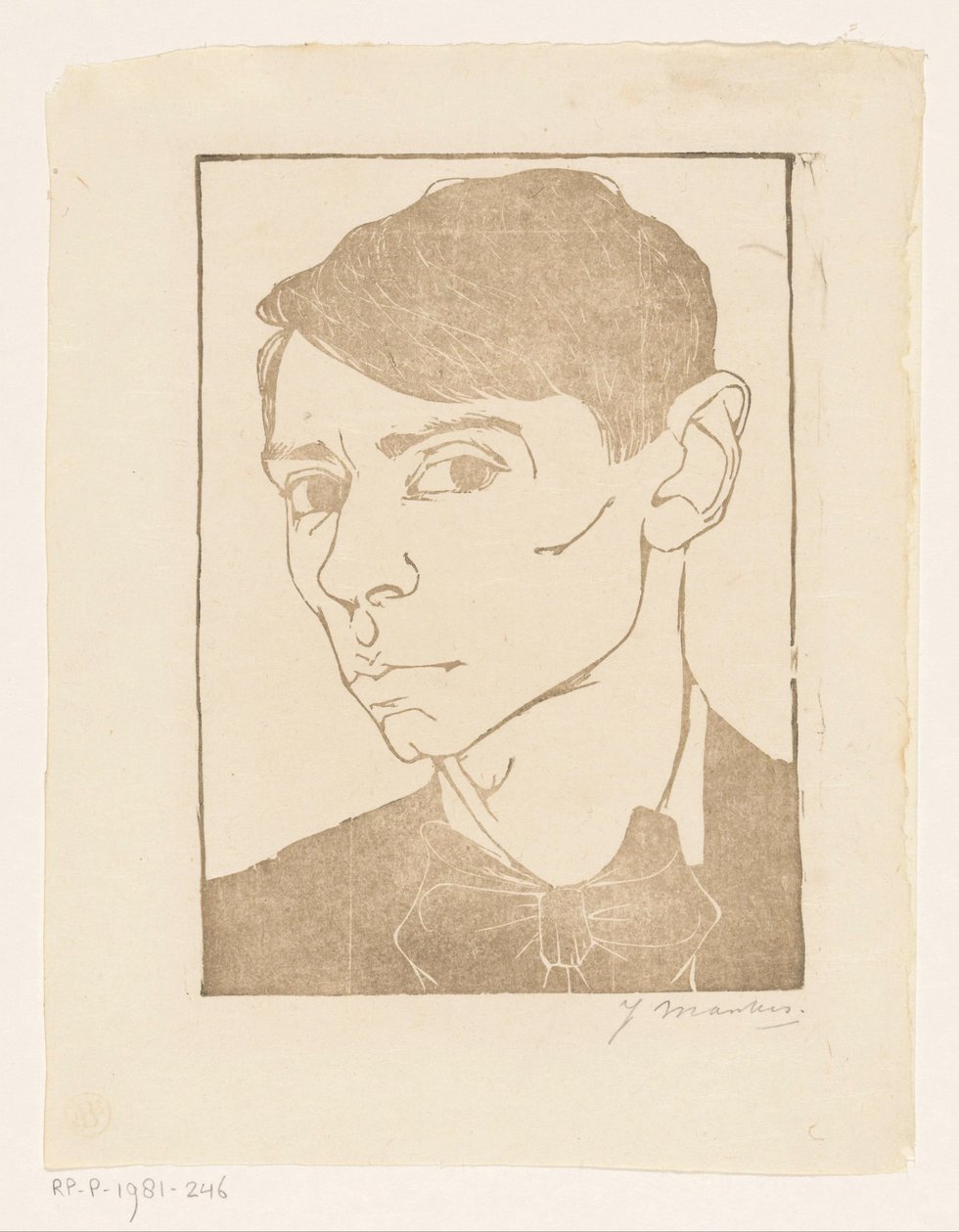 Autoportret z muszką autorstwa Jan Mankes (signed by artist)