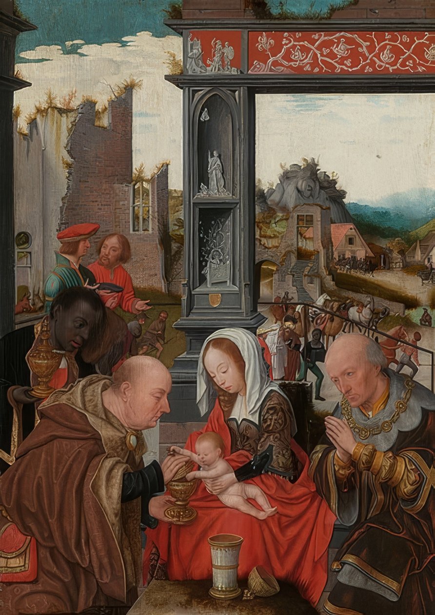 Adoracja Magów. Około 1520-25 autorstwa Jan Mostaert