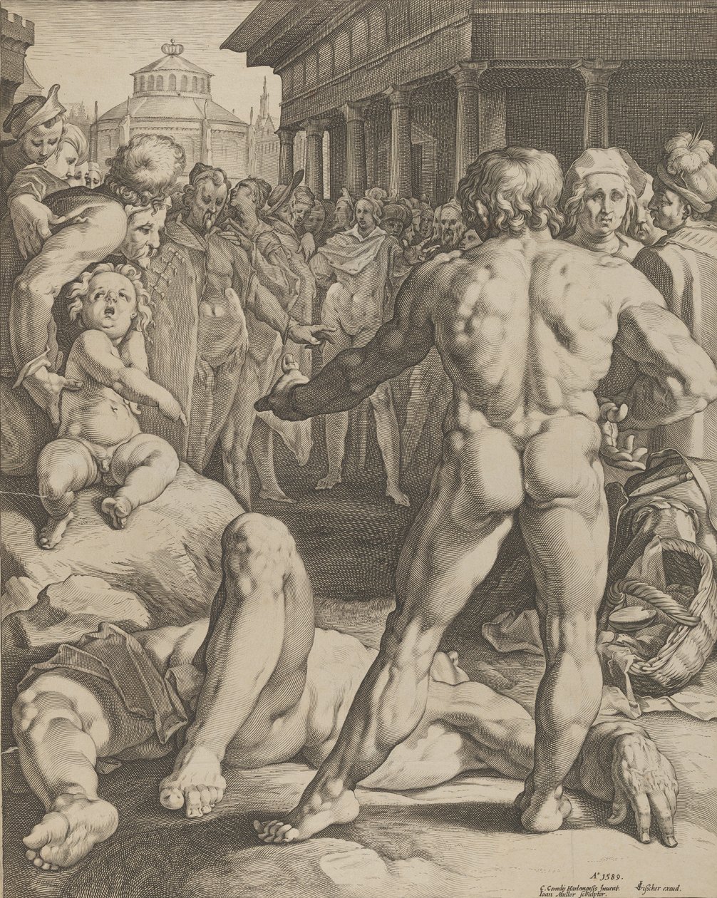 Walka Ulissesa i Irusa, ca. 1590 autorstwa Jan Muller