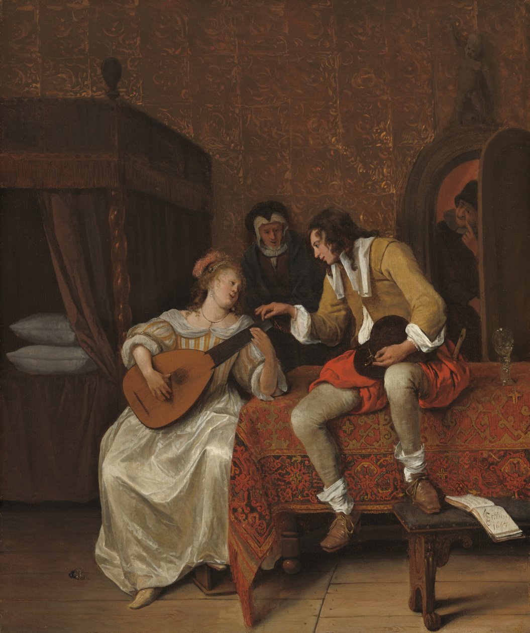 Ascagnes i Lucelle Lekcja muzyki, 1667. autorstwa Jan Steen