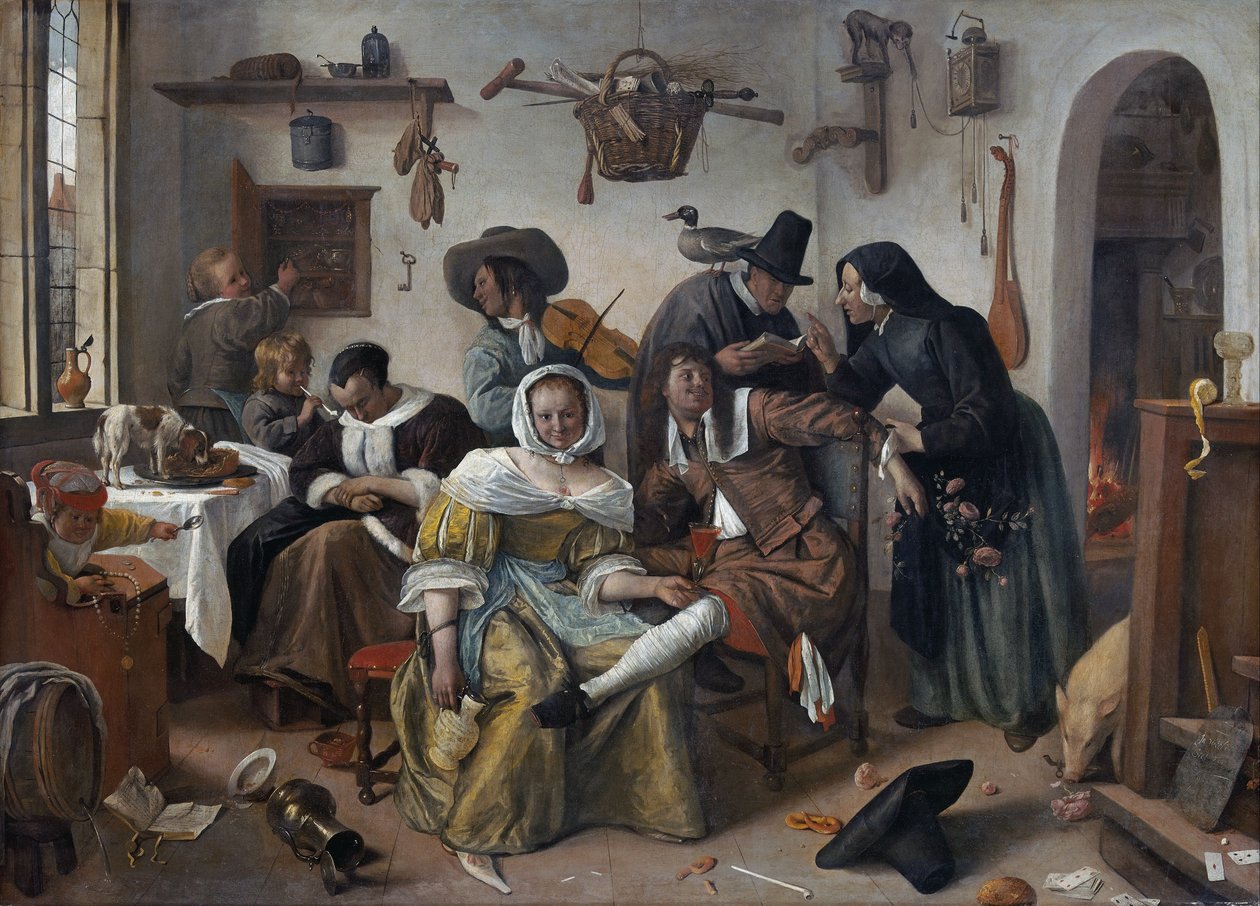 Strzeż się luksusu ("In Weelde Siet Toe") autorstwa Jan Steen