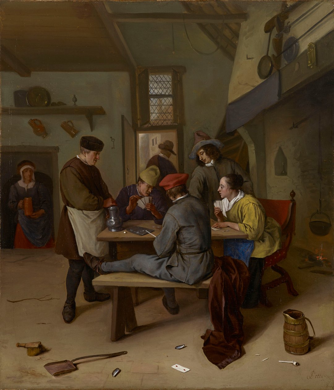 Gracze w karty w tawernie autorstwa Jan Steen