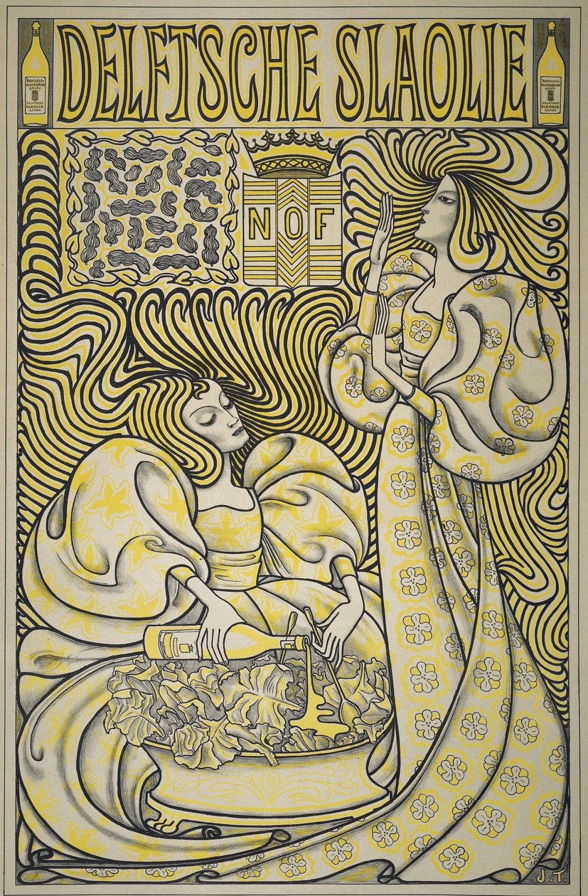 Plakat dotyczący oleju do sałatek Delft autorstwa Jan Toorop