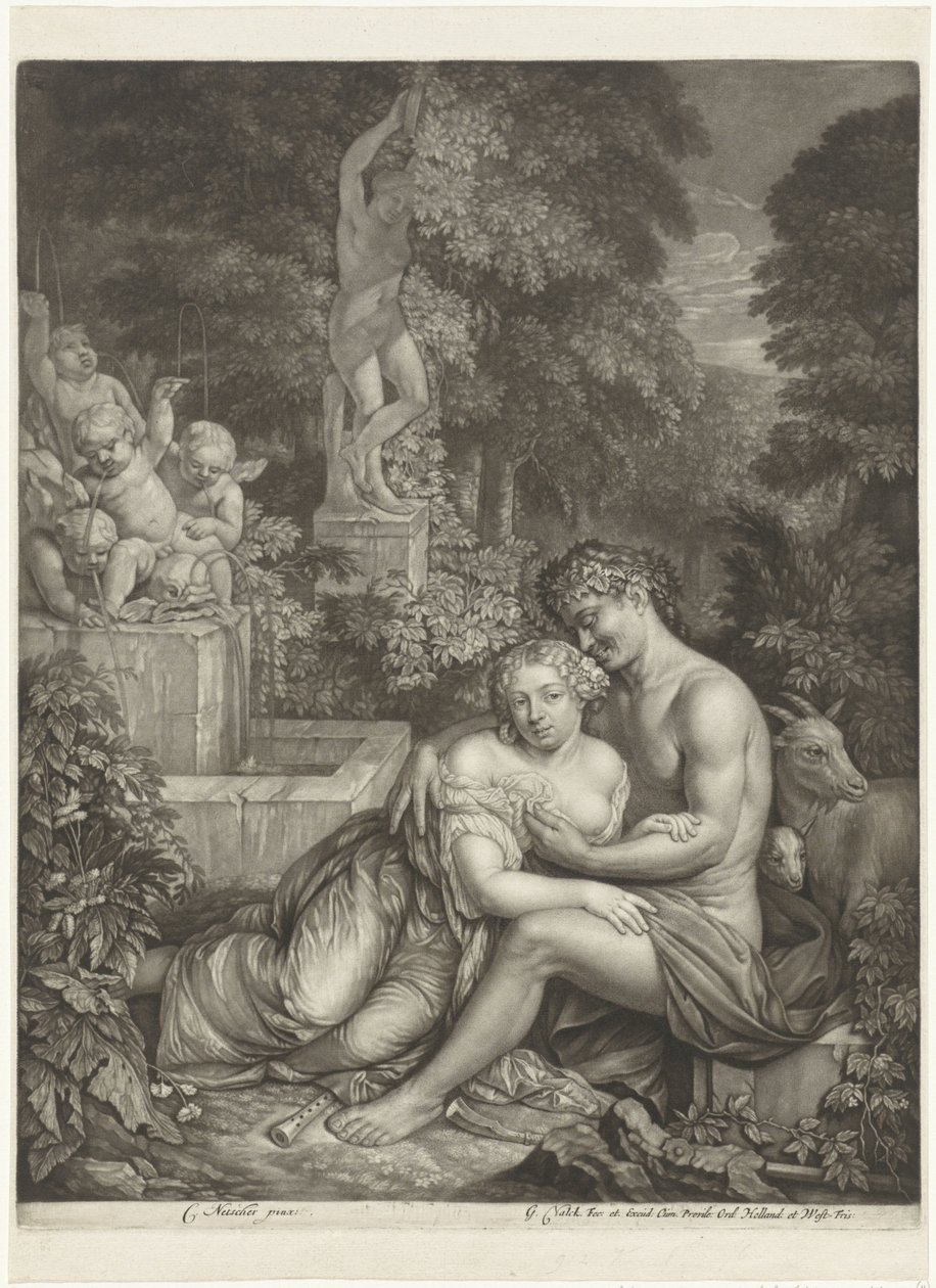Vertumnus en Pomona autorstwa Jan Verkolje (I)