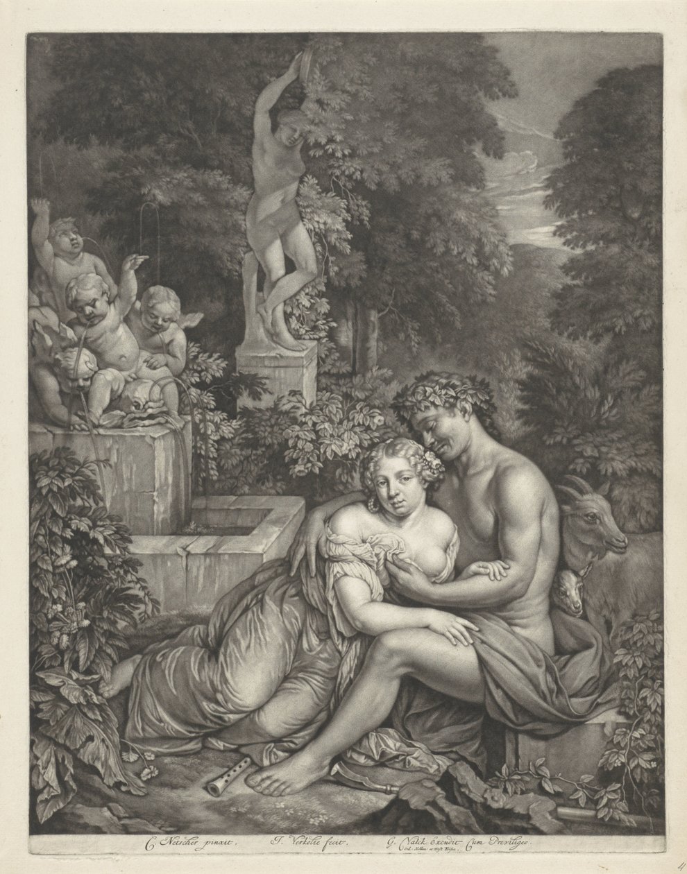 Vertumnus en Pomona autorstwa Jan Verkolje (I)