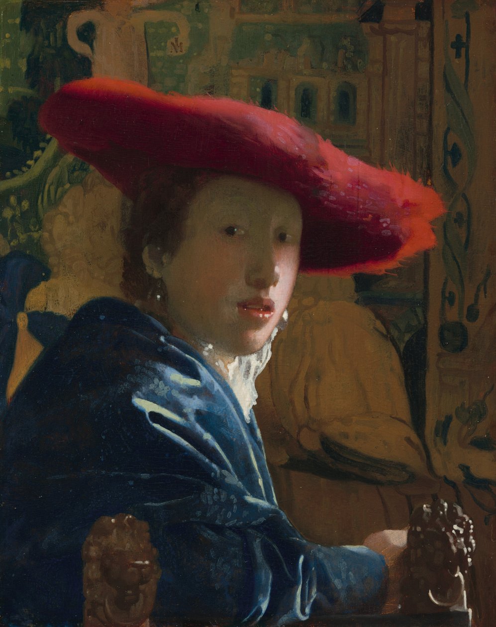 Dziewczyna w Czerwonym Kapeluszu, ok. godz. 16651666. autorstwa Johannes Vermeer