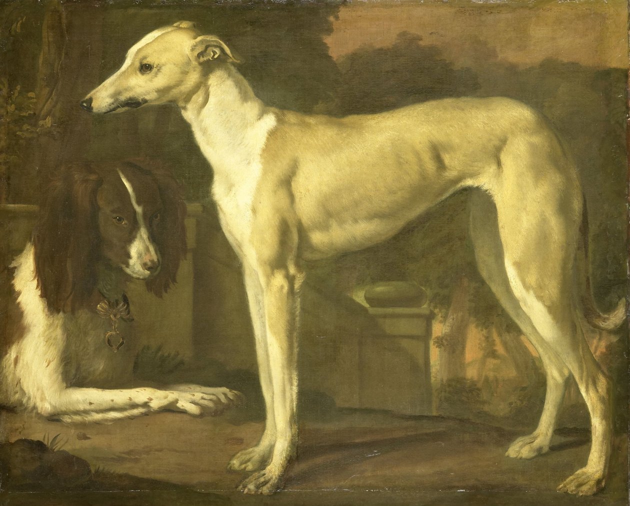 Portret charta i spaniela autorstwa Jan Baptist Weenix