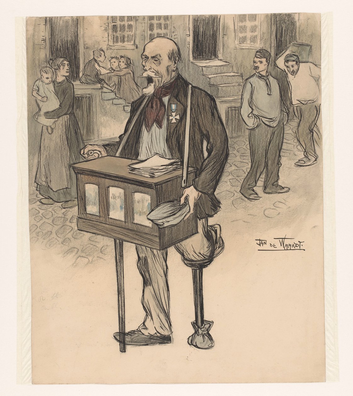 Były generał jako muzyk uliczny autorstwa Jan de Waardt (signed by artist)