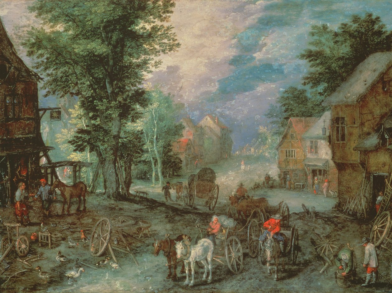 Wejście do wioski autorstwa Jan the Elder Brueghel
