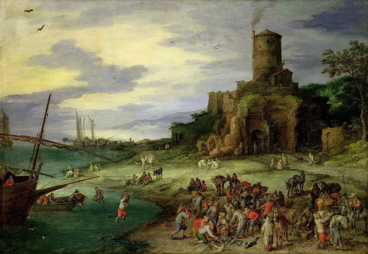 Rybacy na brzegu autorstwa Jan the Elder Brueghel