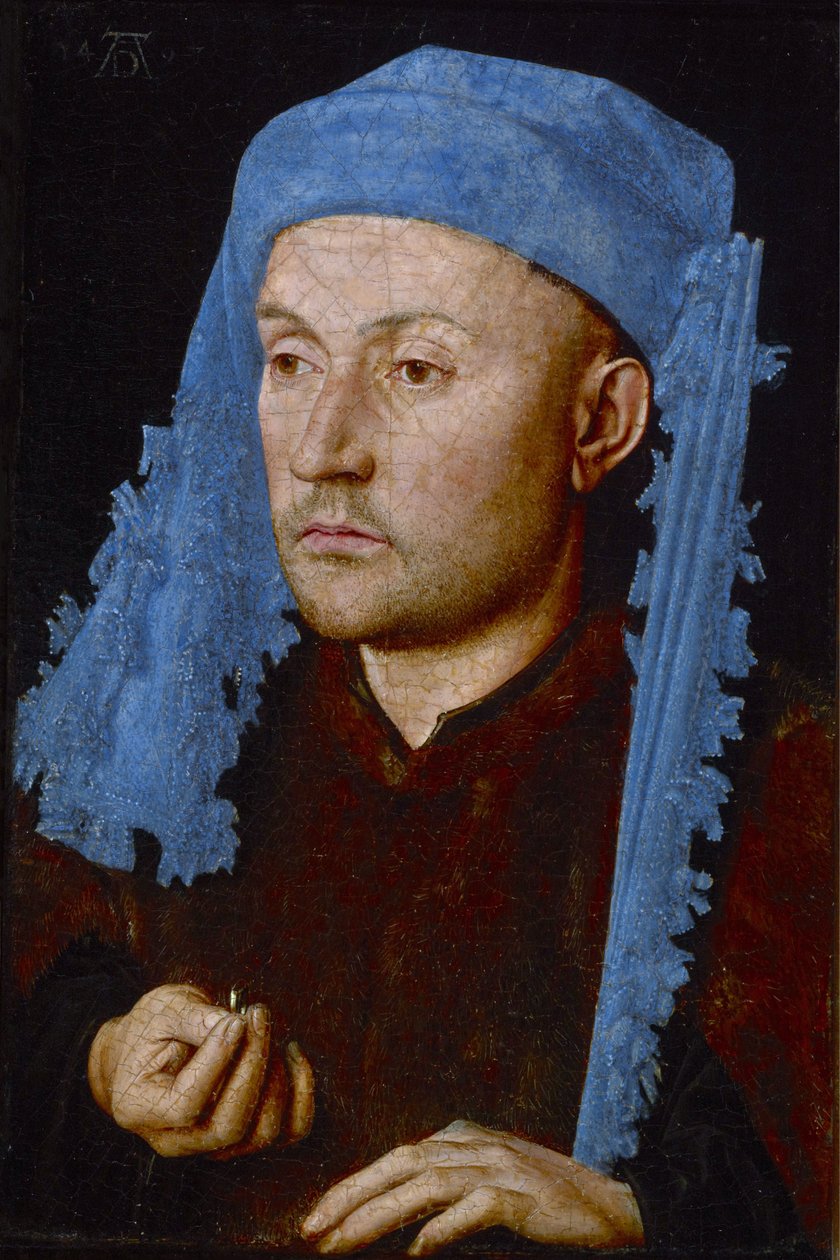 Mężczyzna w niebieskiej czapce autorstwa Jan van Eyck