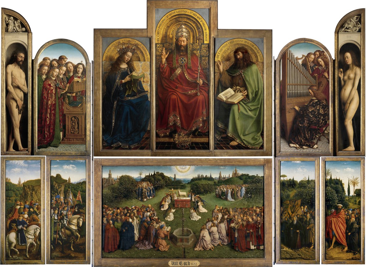 het Lam Gods (Ołtarz Gandawski otwarty) autorstwa Jan van Eyck
