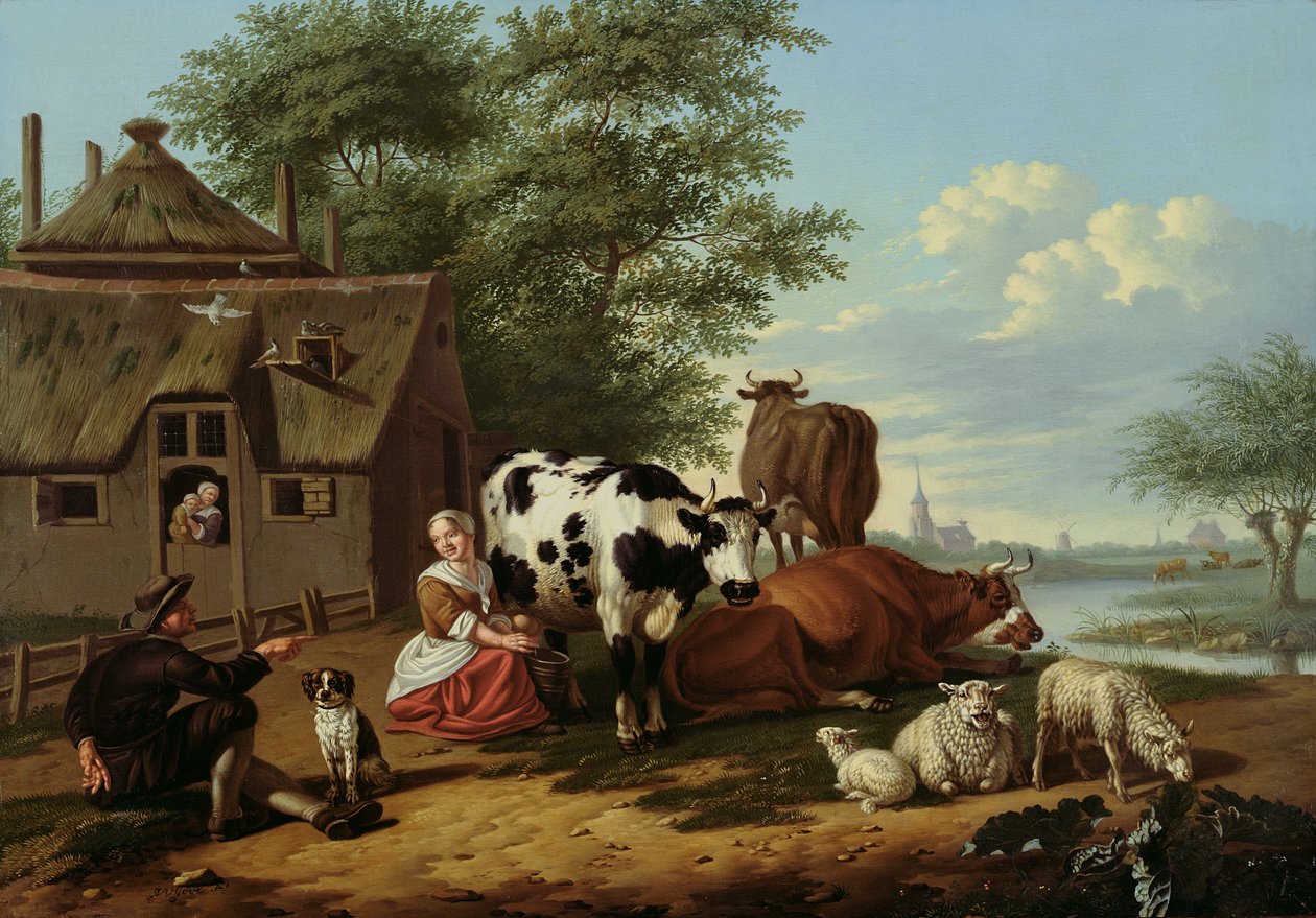 Bydło na łące (panel) autorstwa Jan van Gool