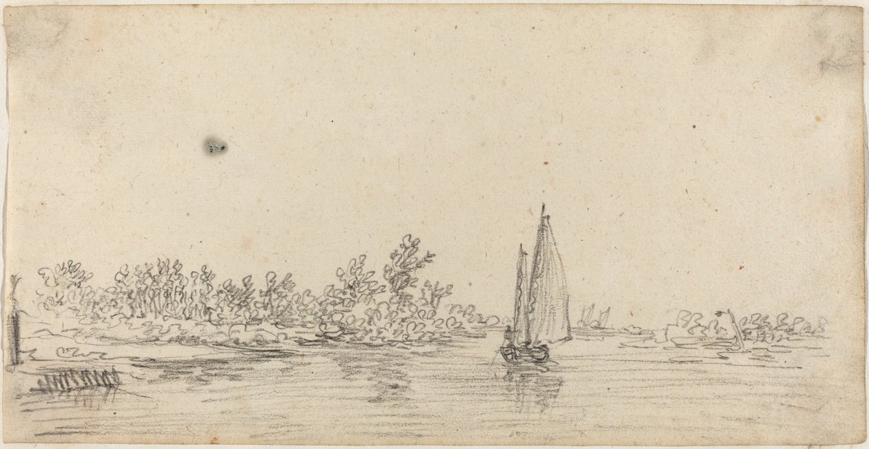 Żaglówka na ujściu rzeki autorstwa Jan van Goyen