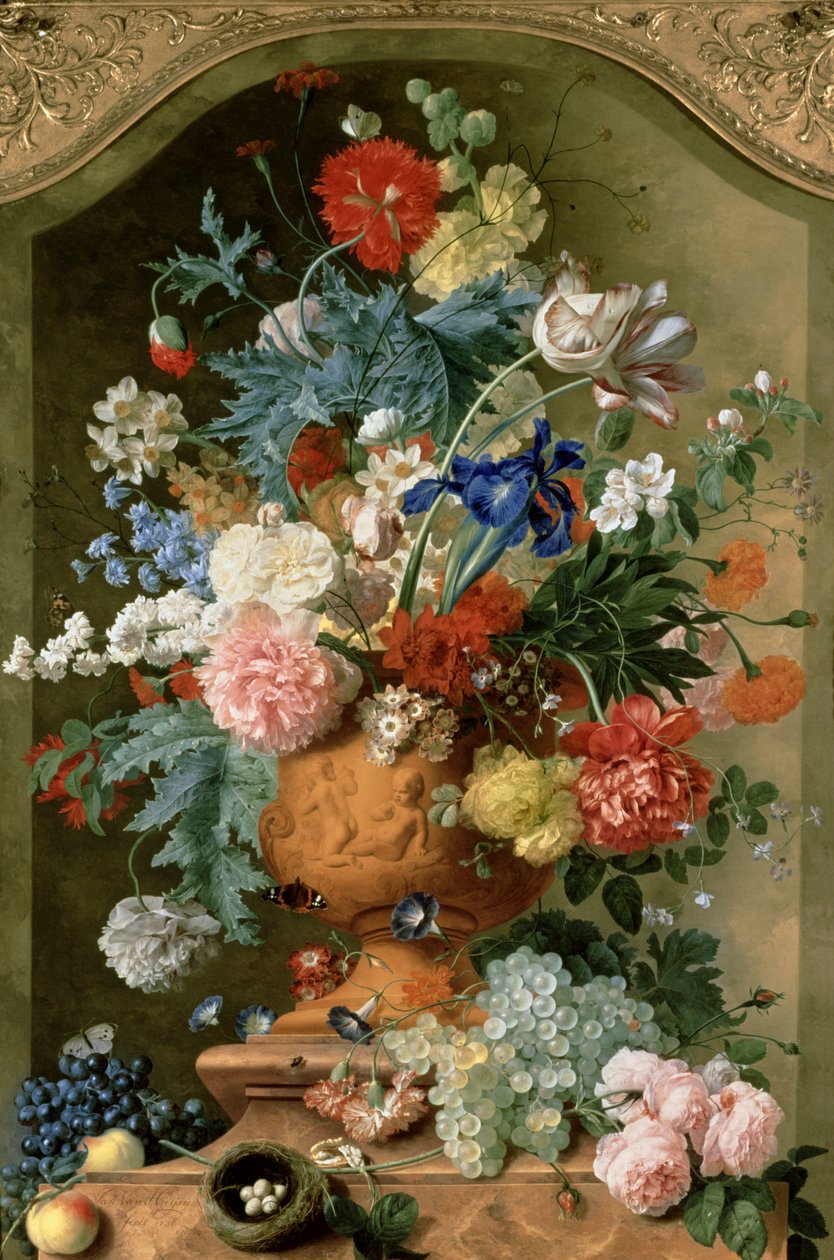Kwiaty w wazonie z terakoty, 1736 autorstwa Jan van Huysum