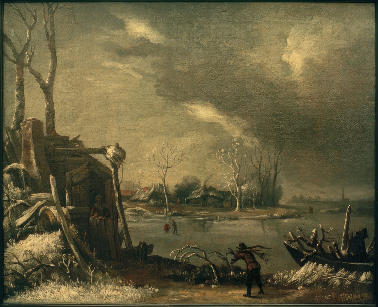 Zimowy pejzaż ze zbieraczami chrustu autorstwa Jan van Kessel