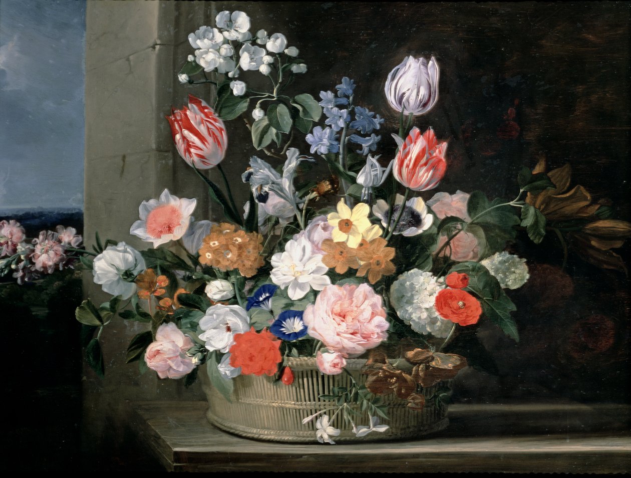 Kwiaty w koszyku, 1650-56 autorstwa Jan van den Hecke