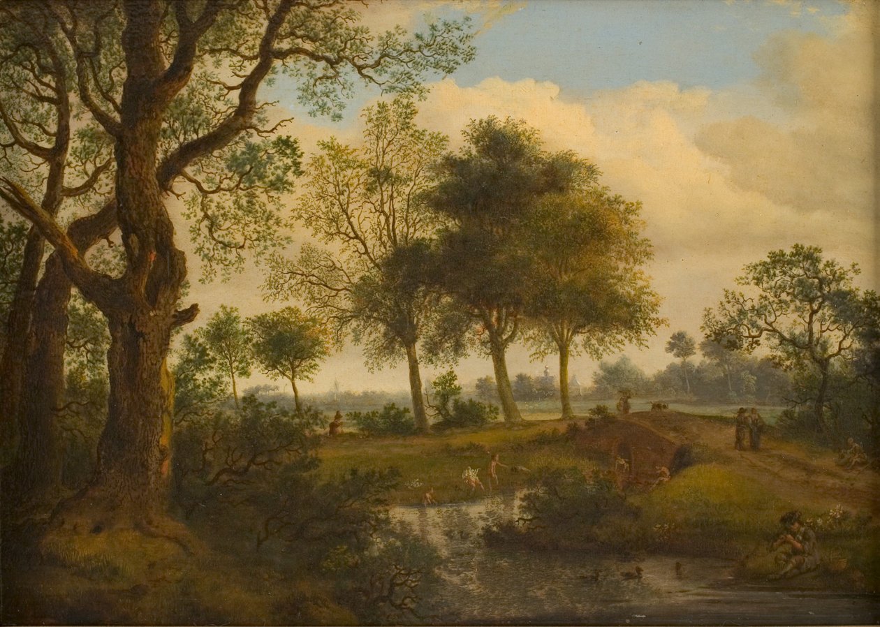 Krajobraz z kąpiącymi się autorstwa Jan van der Heyden
