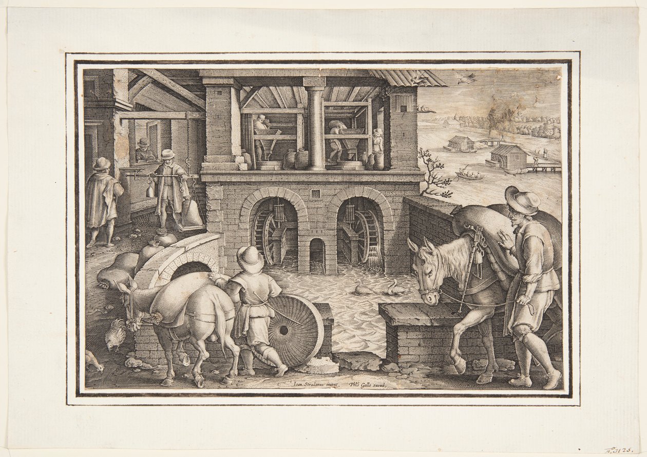 Młyn wodny autorstwa Jan van der Straet, called Stradanus