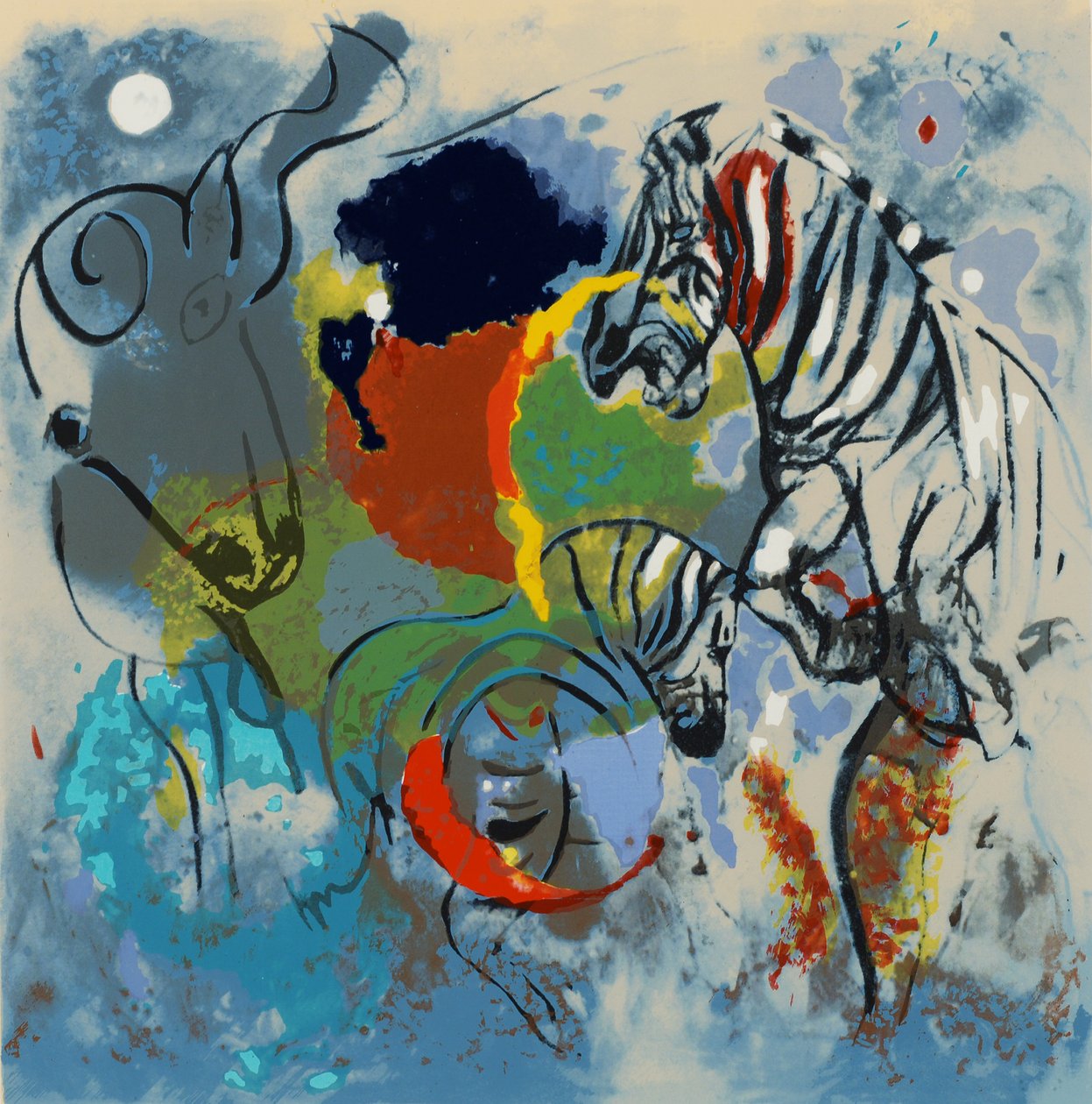 Zebry, 1988 (sitodruk) autorstwa Jane Deakin