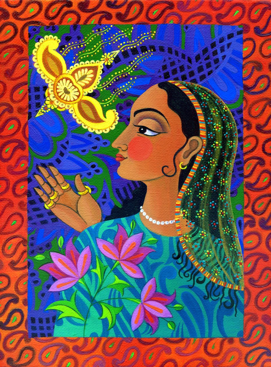 Maharani z żółtym ptaszkiem, 2011, autorstwa Jane Tattersfield