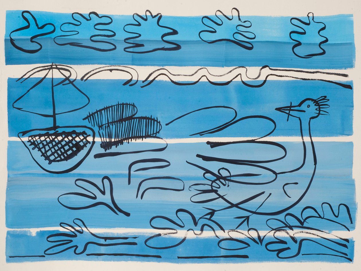 Żeglarstwo na zachodnie wybrzeże, 2015 (akwarela i tusz) autorstwa Janet McKenzie