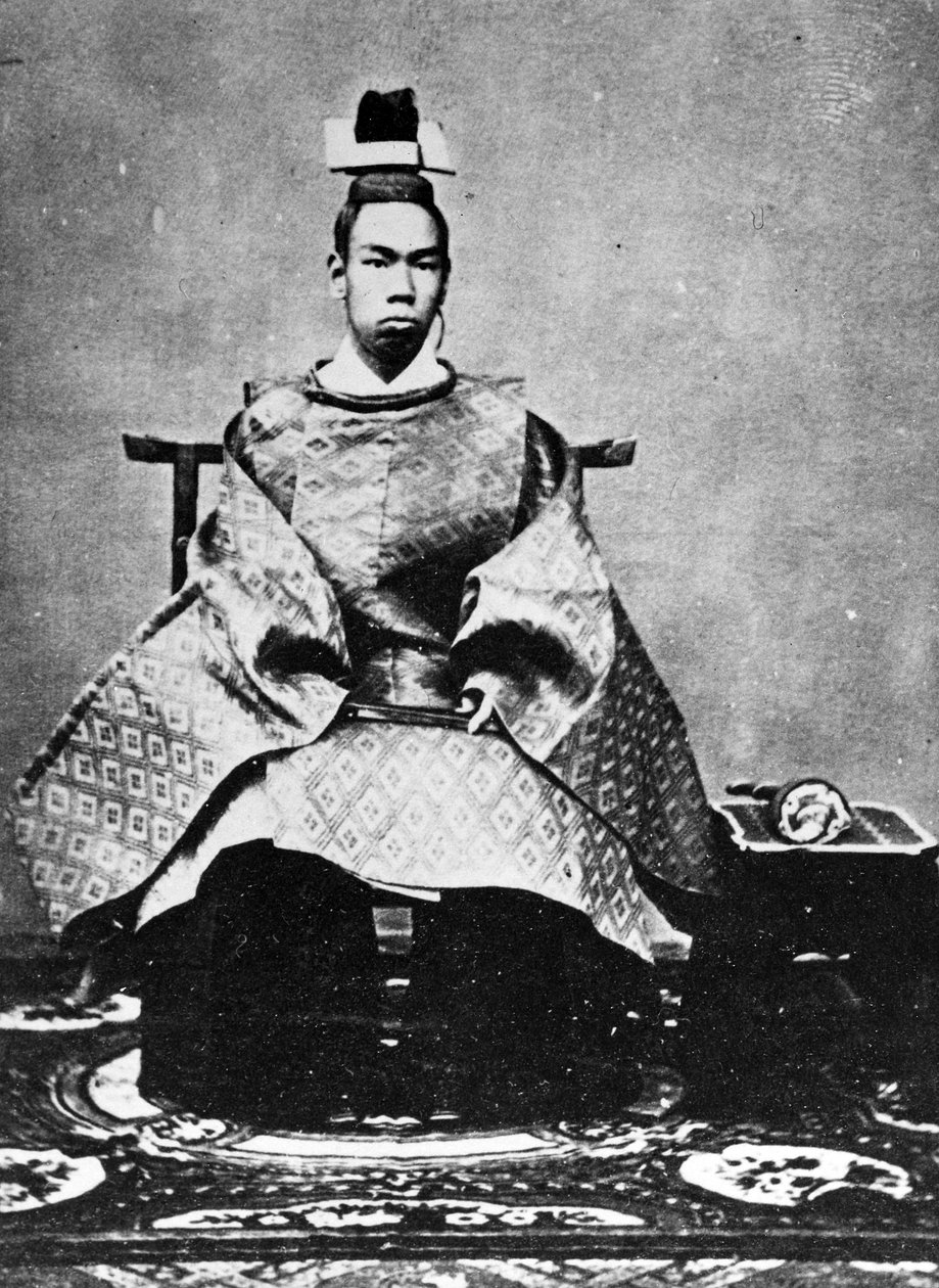 Intronizacja cesarza Meiji, ok. 1867 r. autorstwa Japanese Photographer