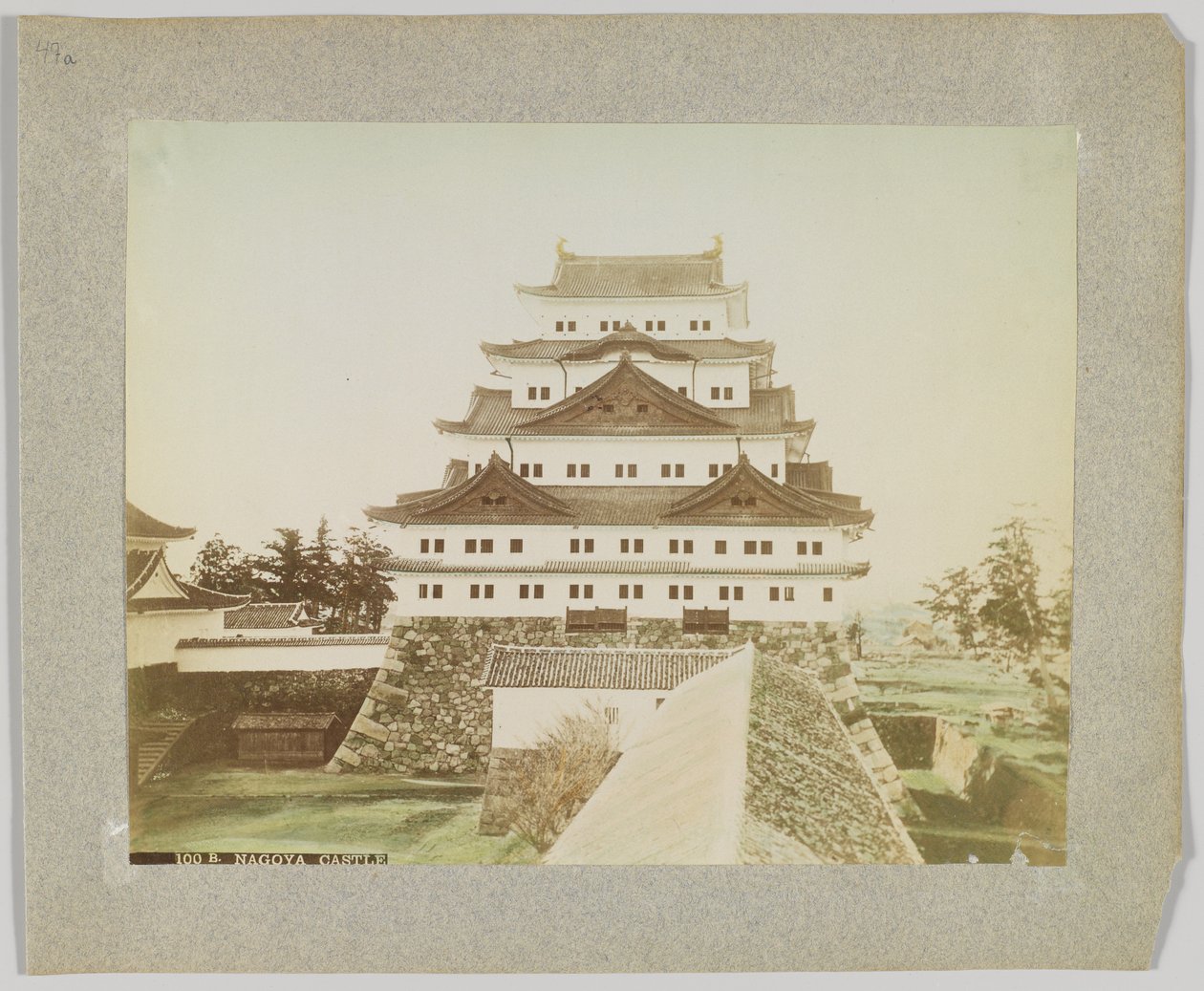 Zamek Nagoya, Japonia (ręcznie kolorowane czarno-białe zdjęcie) autorstwa Japanese Photographer