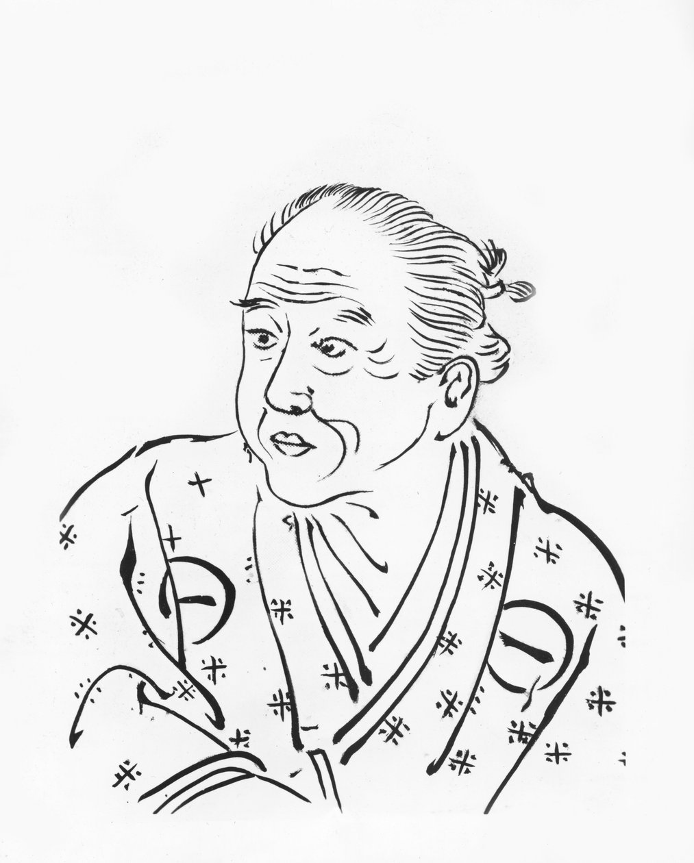 Chikamatsu Monzaemon (drzewryt) autorstwa Japanese School