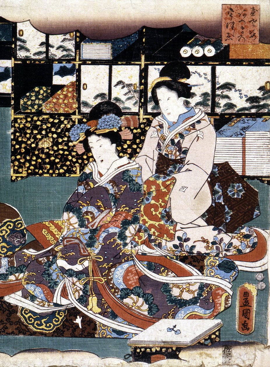 Grafika japońska: dwie kobiety, b.d. autorstwa Japanese School