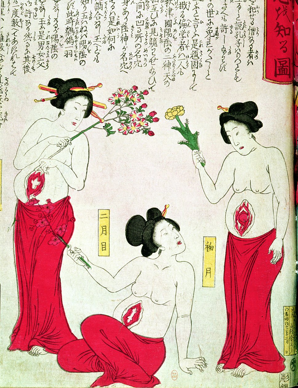 Kobiety w ciąży, 1881 autorstwa Japanese School
