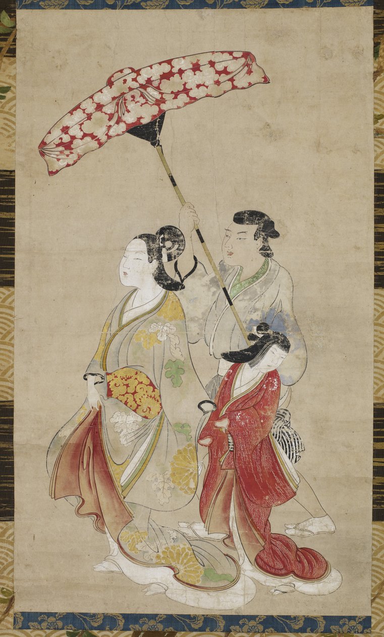 Prostytutka z asystentami na paradzie, c.1695 autorstwa Japanese School