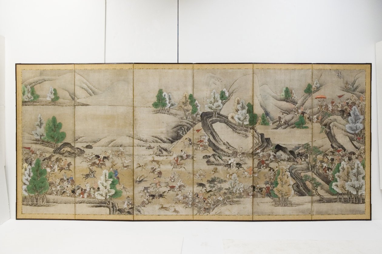 Polowanie na tatar (atrament, kolor, papier) autorstwa Japanese School