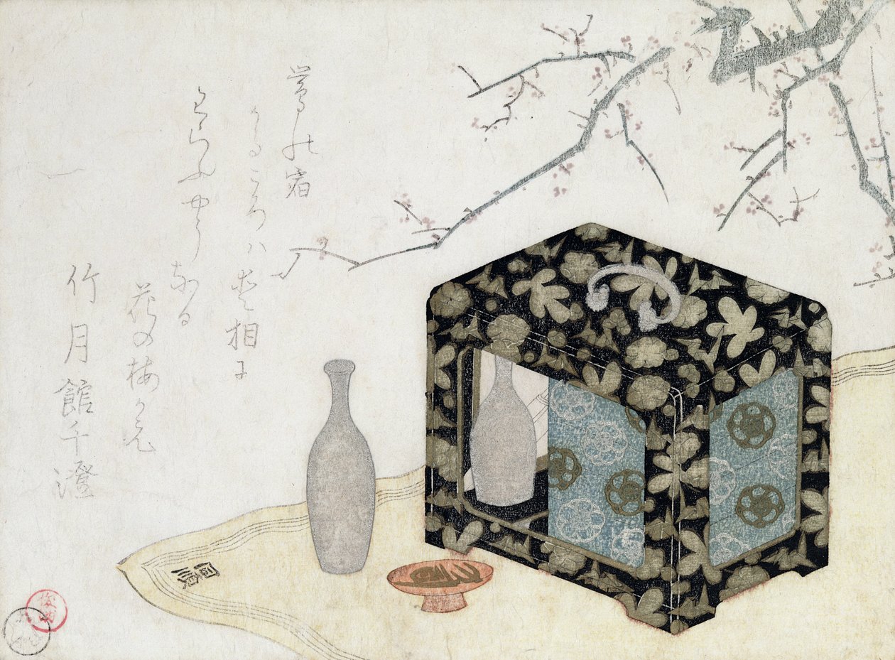 The Picnic Hamper (kolorowy drzeworyt) autorstwa Japanese School