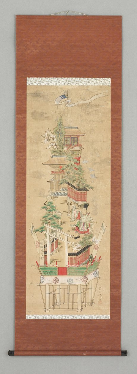 Scena Ukiyoye, początek XIX wieku (wiszący zwój) autorstwa Japanese School