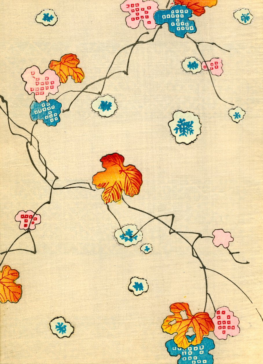 Woodblock Print jesiennych liści autorstwa Japanese School