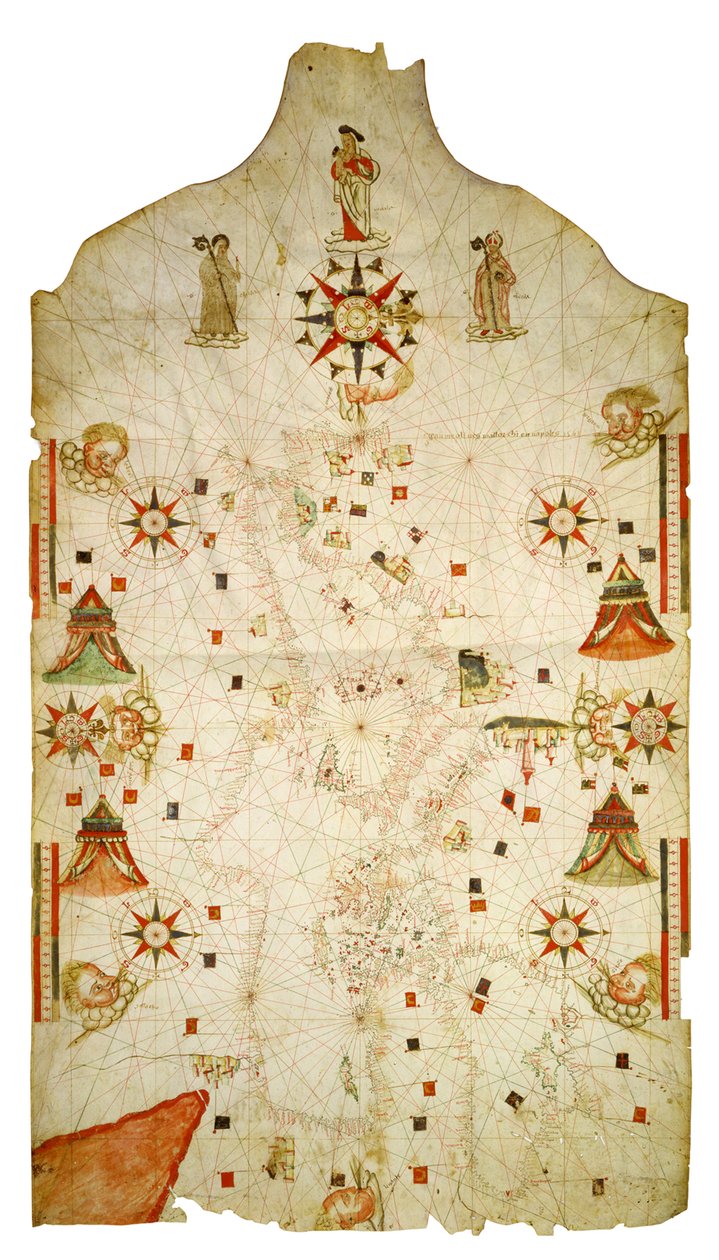 Mapa Morza Śródziemnego i Morza Czarnego, 1563 autorstwa Jaume Olives