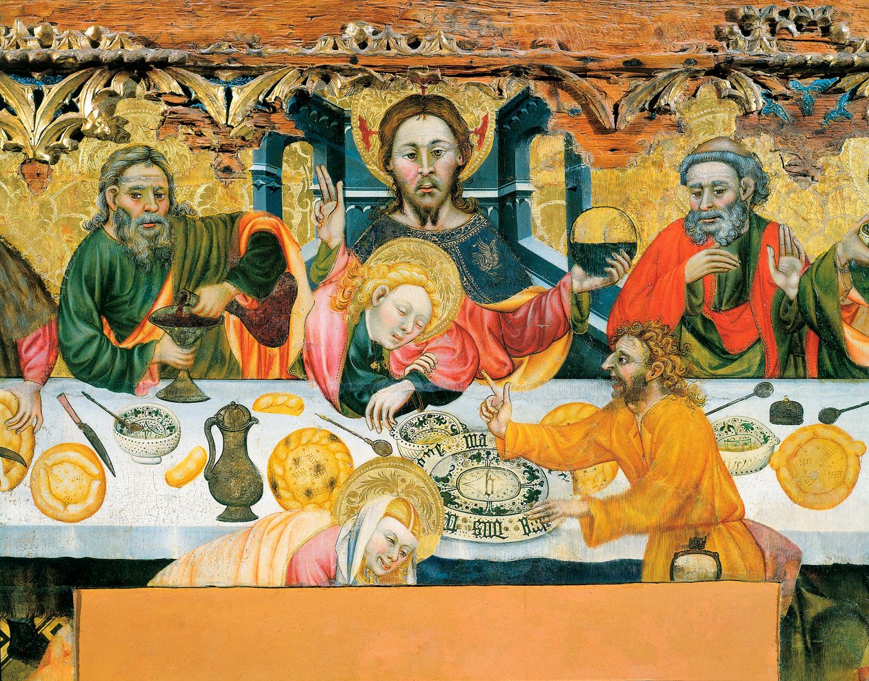 Cena (detal) ok. 1370-1400 (malarstwo) autorstwa Jaume the elder Ferrer