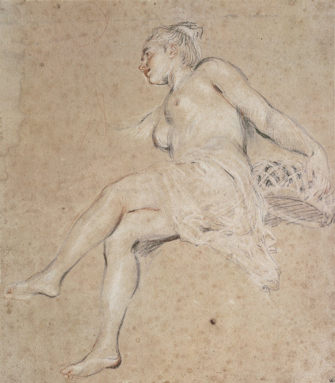 Flora, ok. 1716 (kreda na papierze) autorstwa Jean Antoine Watteau