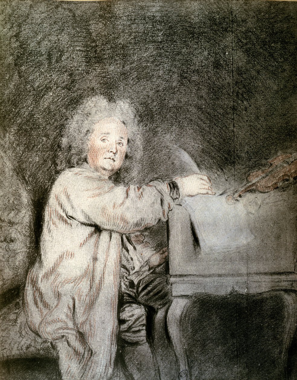 Jean-Ferry Rebel (1666-1747), ok. 1715 (kreda i kredka na papierze) autorstwa Jean Antoine Watteau