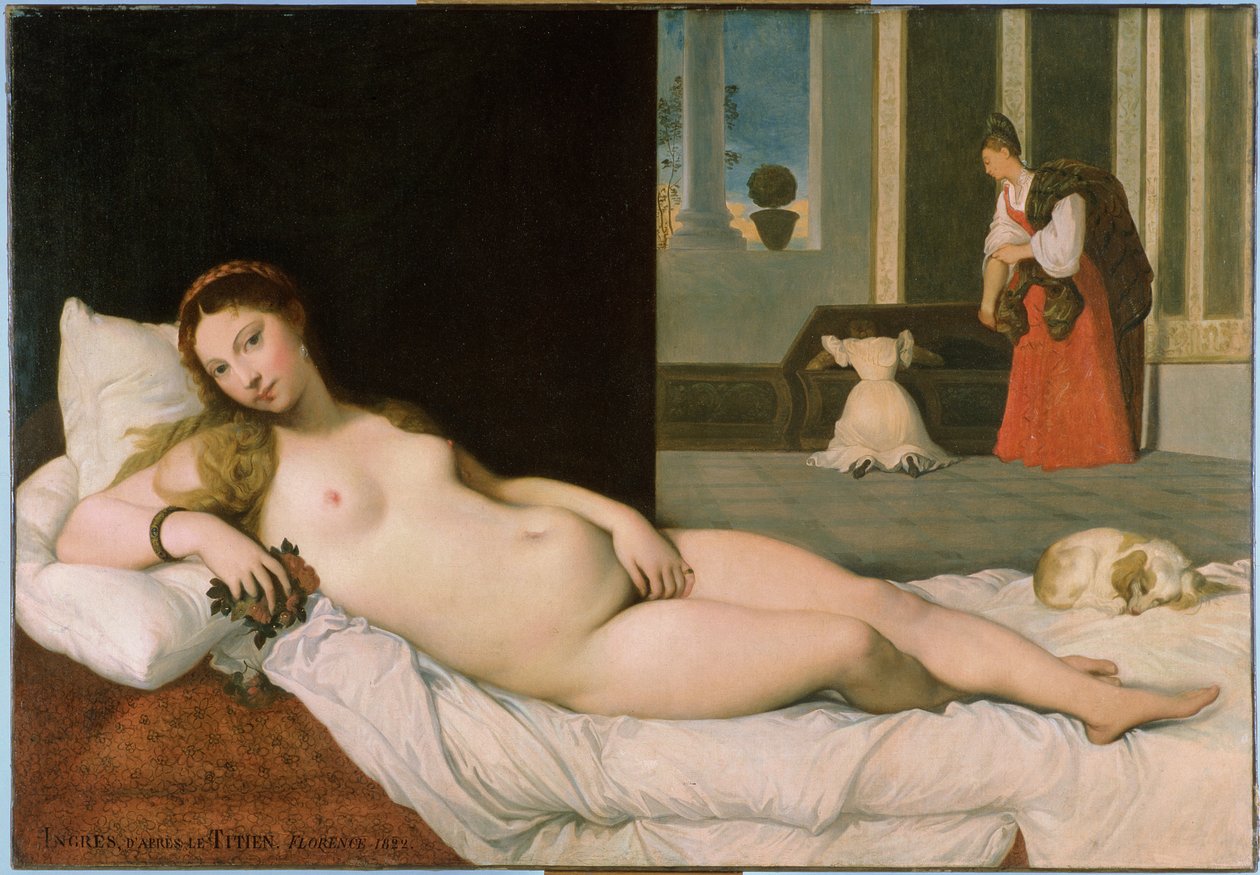 Leżąca Wenus, według Tycjana, 1822 (patrz 291644) autorstwa Jean Auguste Dominique Ingres
