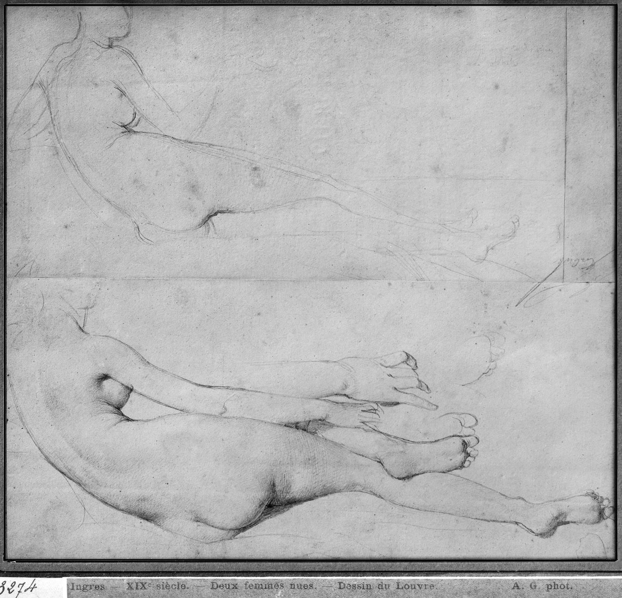 Studia do The Grande Odalisque (grafit na papierze) (patrz także 233243) autorstwa Jean Auguste Dominique Ingres