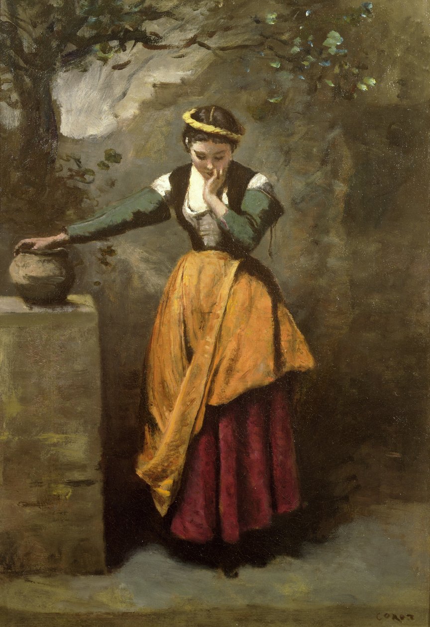 Marzyciel przy fontannie, ok. 1860 r. autorstwa Jean Baptiste Camille Corot