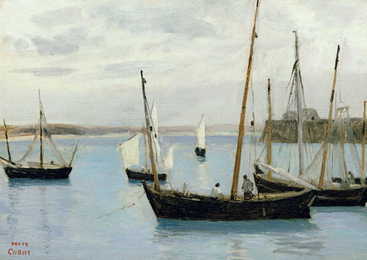 Granville, łodzie rybackie, ok. 1860 r. autorstwa Jean Baptiste Camille Corot