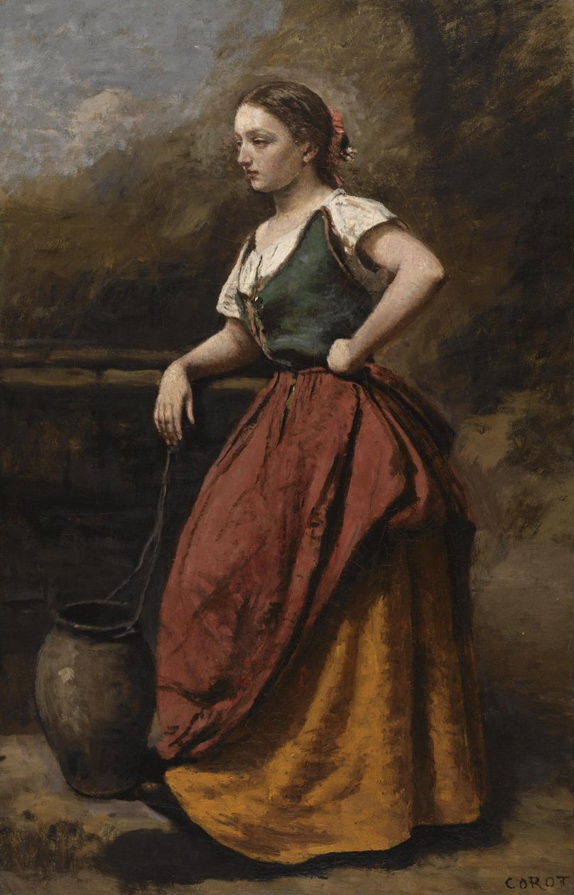 Młoda kobieta przy fontannie autorstwa Jean Baptiste Camille Corot