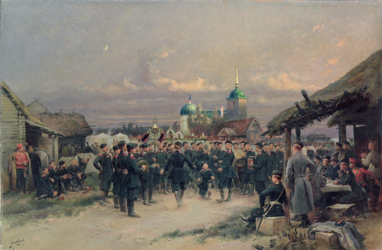 Chór czwartego batalionu piechoty w Carskim Siole, 1889 r. autorstwa Jean Baptiste Edouard Detaille