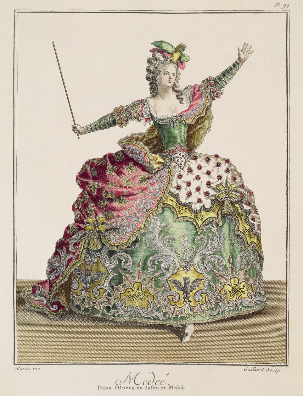 Kostium Medei w operze "Jazon i Medea", rytowany przez Rene Gaillarda (ok. 17190-90) ok. 1780 r. autorstwa Jean Baptiste Martin