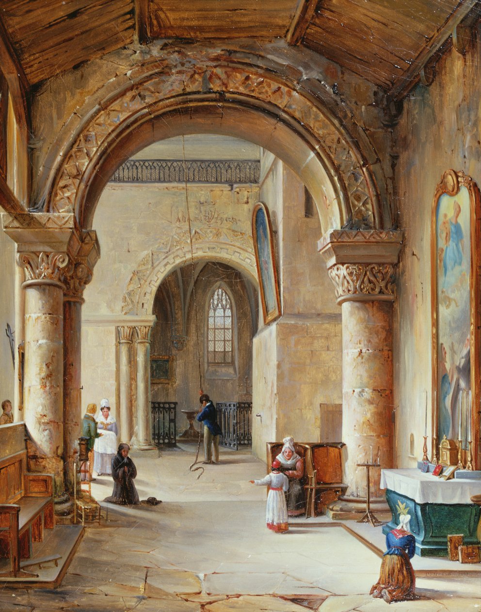 Wnętrze kościoła w Normandii, 1832 autorstwa Jean Baptiste Messager